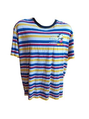 True Vintage T-shirt XL Y2K Walt Disney World Mickey Mouse Striped Ringer
